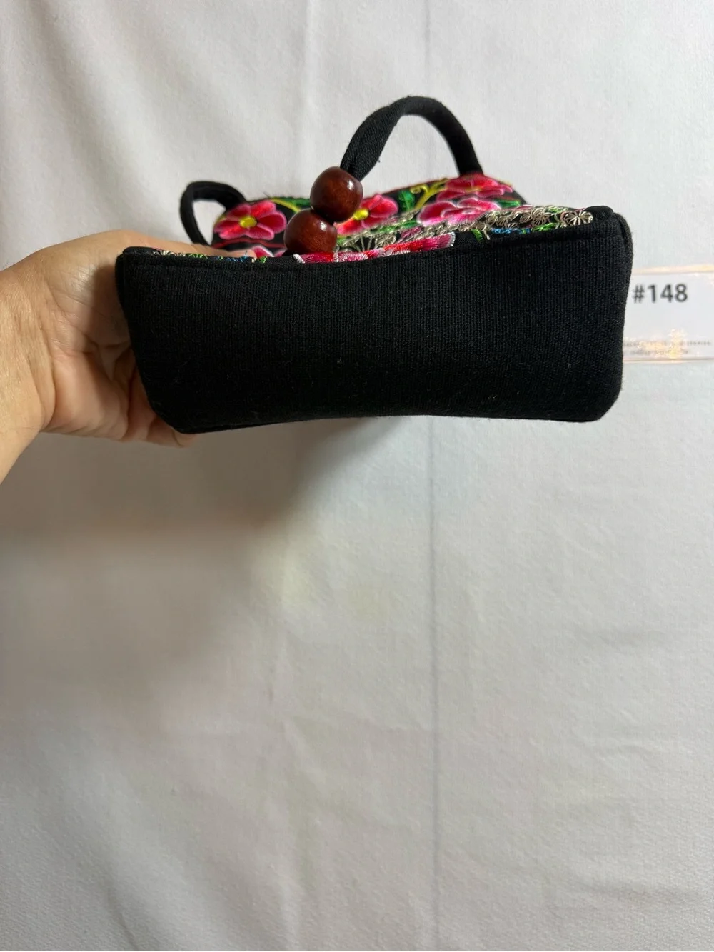 Embroidered Mini Floral Tote with Bead Accents